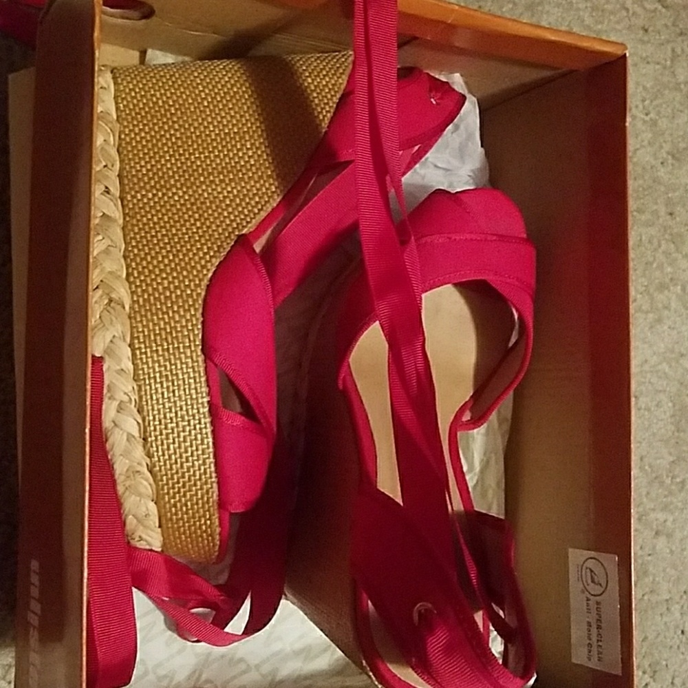 COPY - Red ankle tie wedges